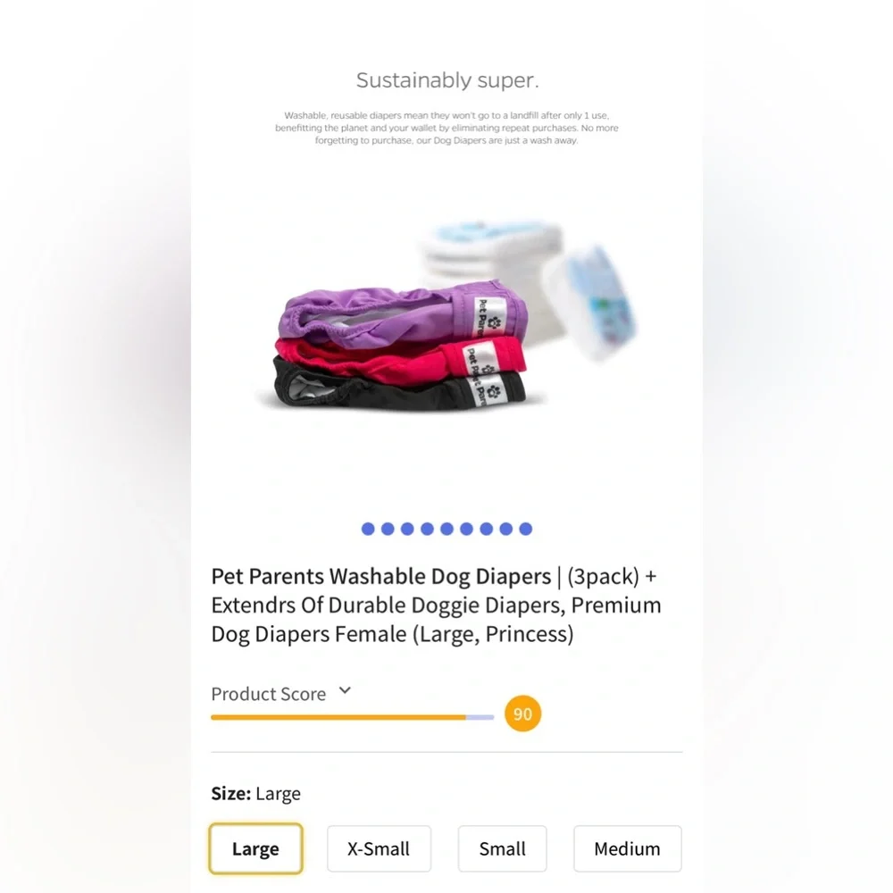 🐕 Lot of 2 Pet Parents Washable Dog Diapers - 3 Pack (Black, Purple, Pink)